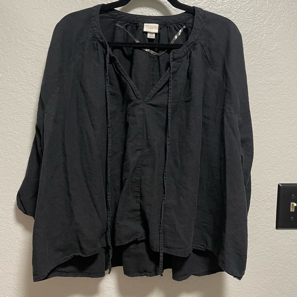 A New Day Black Linen Blend Boho Peasant Tunic Top XXL - Picture 1 of 5